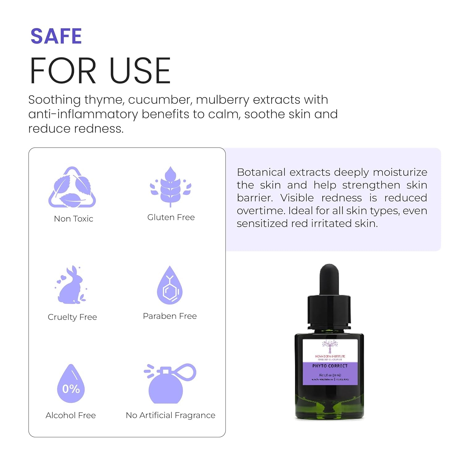 Phytocorrect Face Serum Lightweight Phyto Serum Facial Skin Hydration Sensitive Skincare with Hyaluronic Acid Bisabol Ageing Skin Care Made in USA