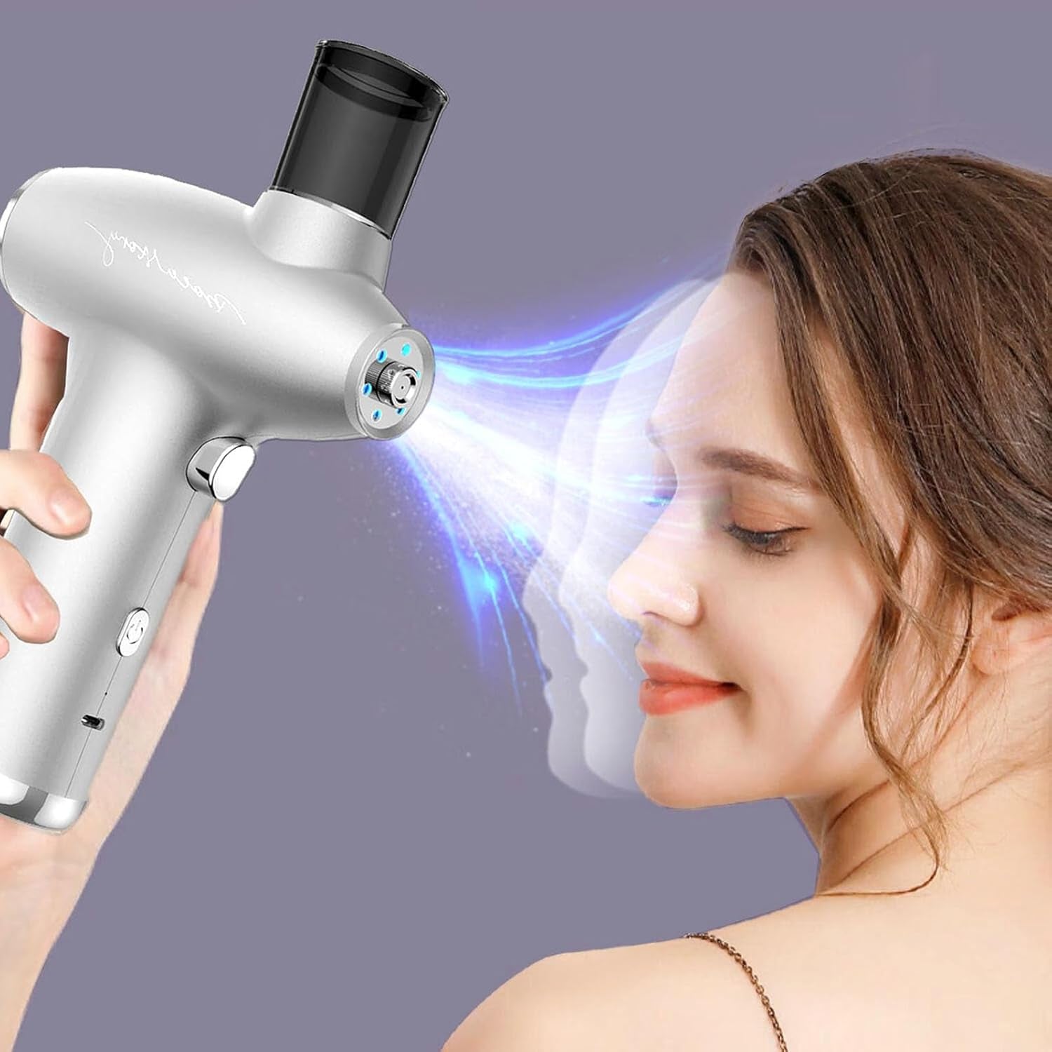 Facial Steamer-Face Mister Nano Hydration Oxygen Sprayer,Daily Hydration for Maximum Serum Absorption Deep Clean & Tighten Skin,Red and Blue Light Professional Home Facial Spa(Sliver)