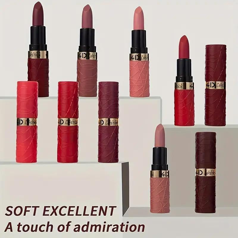 Long Lasting Waterproof Lipstick Set, 6 Counts/Set Easy Coloring Non-Stick Cup Lipstick, Lip Makeup Cosmetic for Women & Girls, Sexy Red Lip Gloss