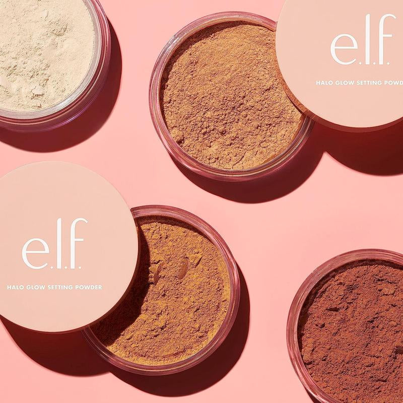 E.L.F., Halo Glow Setting Powder, Silky, Weightless, Blurring, Smooths, Minimizes Pores and Fine Lines, Creates Soft Focus Effect, Light, Semi-Matte Finish, 0.24 Oz