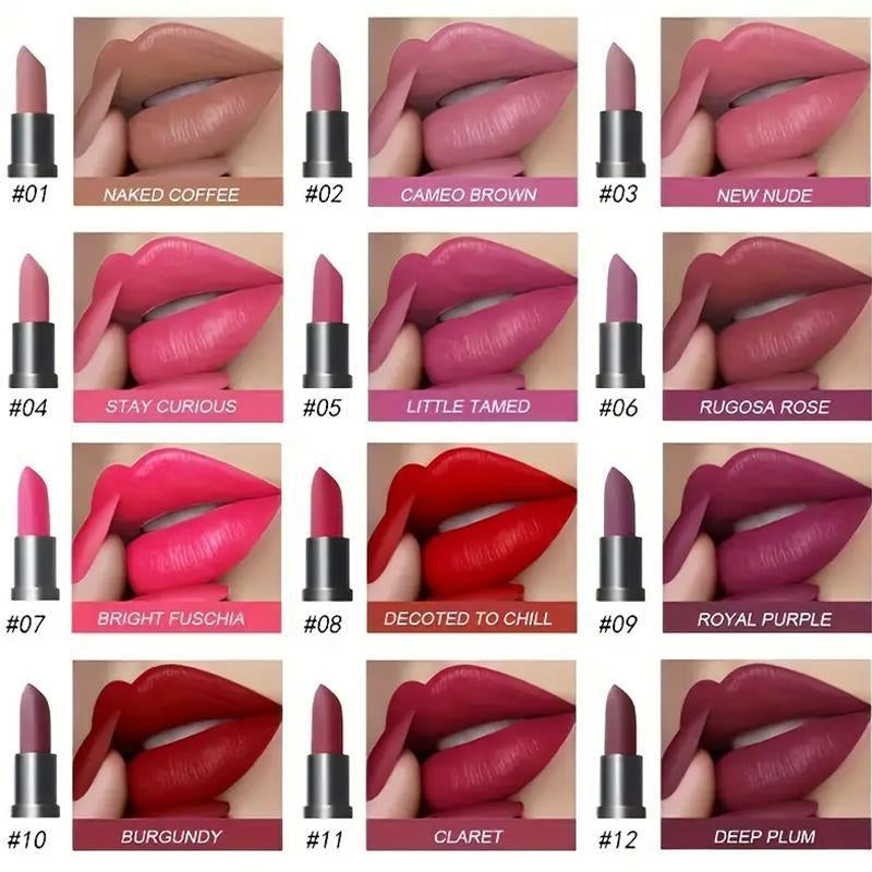 Long Lasting Waterproof Lipstick Set, 6 Counts/Set Easy Coloring Non-Stick Cup Lipstick, Lip Makeup Cosmetic for Women & Girls, Sexy Red Lip Gloss